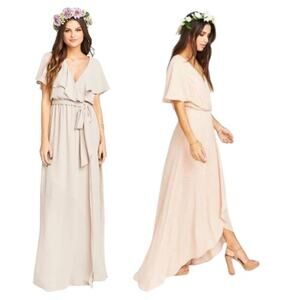 SHOW ME YOUR MUMU Dress Sophia Wrap Dusty Blush Crisp Pink Size Small Bridesmaid